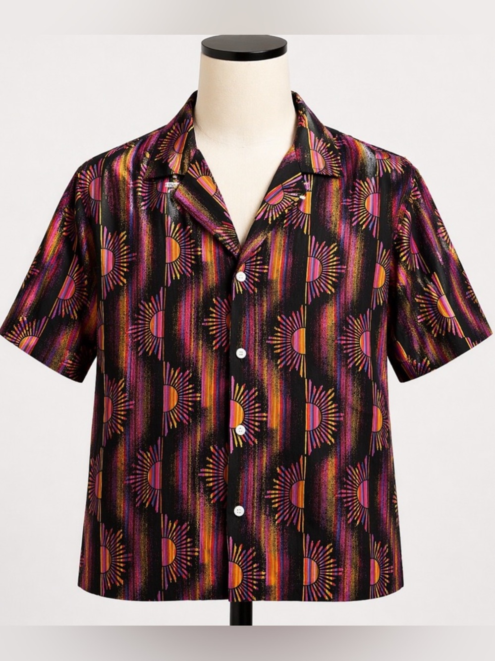 Urban Outfitters Printed Suns Short Sleeve Button Up Crop Shirt Size Small